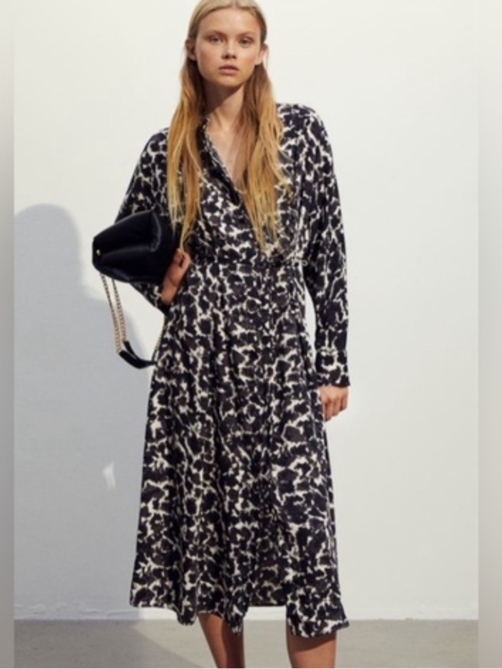 H&M Black and White Printed Maxi Dress